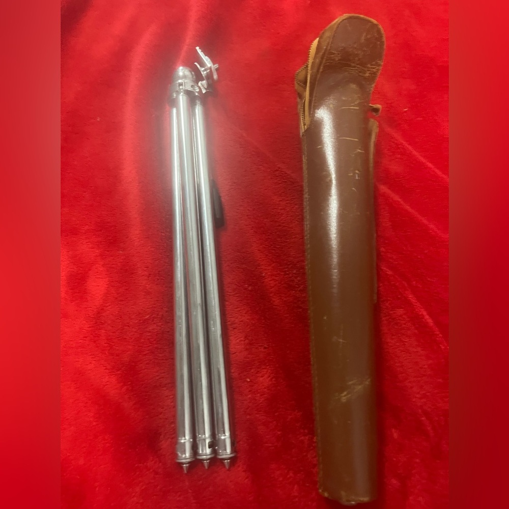 Silver Tripod with Brown Case